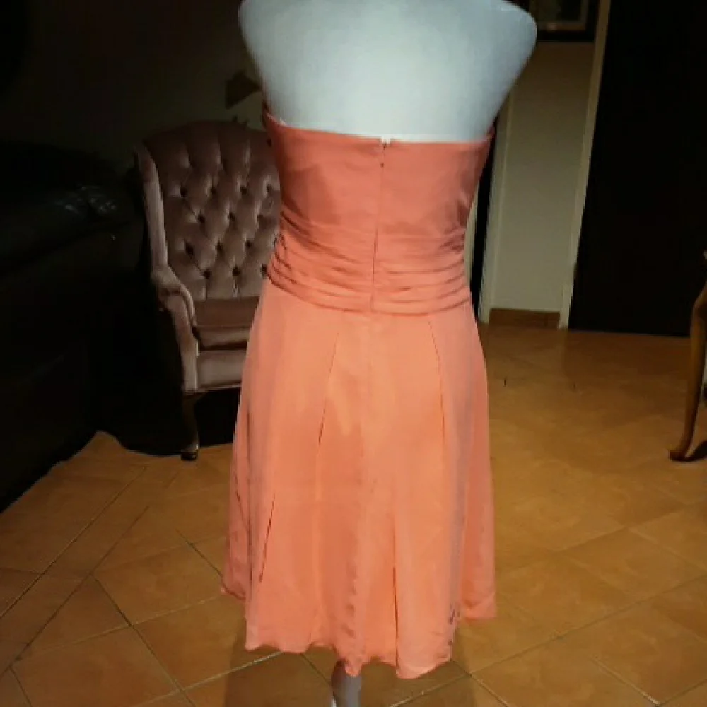 David's Bridal Strapless Coral Dress - Picture 8 of 15